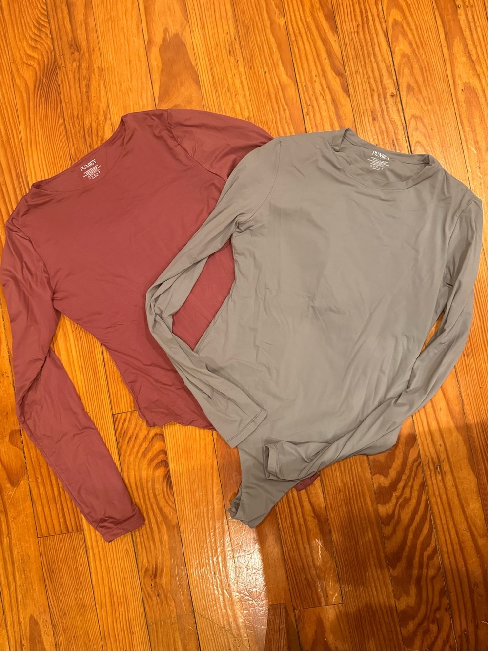 Bundle of 2 Pumiey Long-Sleeve Bodysuit - Dusty Rose & Slate Gray